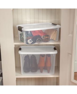 18 Qt Clear Plastic Stackable Storage Bin w/ White Latch Lid, 24 Pack