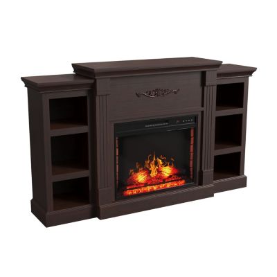 70" TV Stand with 28" Fireplace - 99lb Top, Remote, 4 Flame, 5000 BTU Heat, Timer & Safety