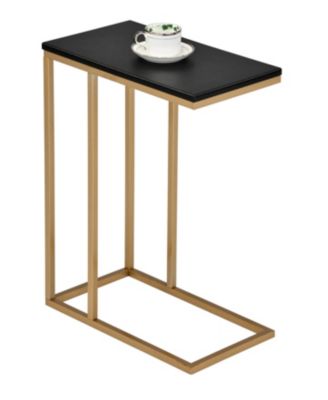 C-Shaped End Table Side Table for Sofa and Bed Couch Table TV Tray for Bedroom and Living Room (Gold/Black)