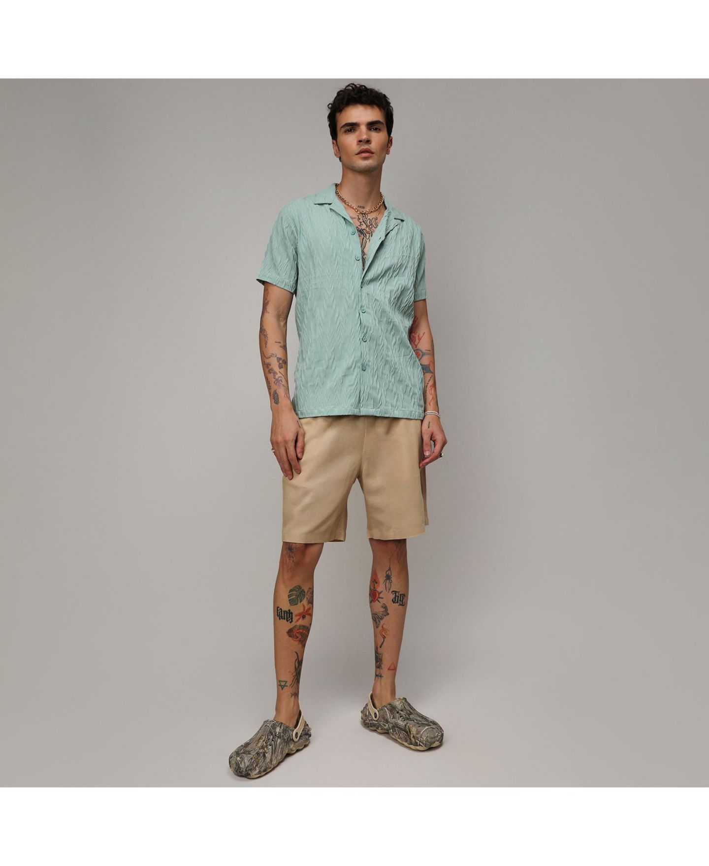 Мужская рубашка Cahoot Campus Sutra Sage Green Grain-Textured, цвет: Зелёный — фото 5