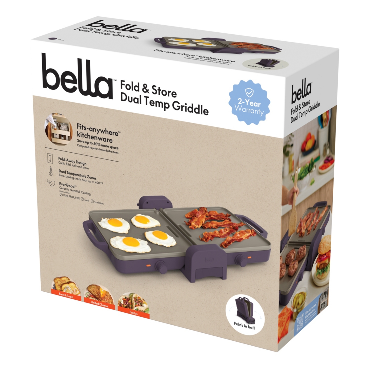 Shop Bella Fold & Store Dual Temp Griddle In Plum