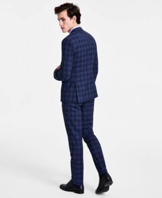 Men's Modern-Fit Navy Plaid Suit Separate 