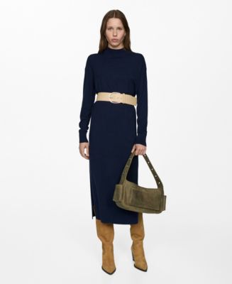 mango round neck knitted dress - Round-neck dark navy - 2 lily