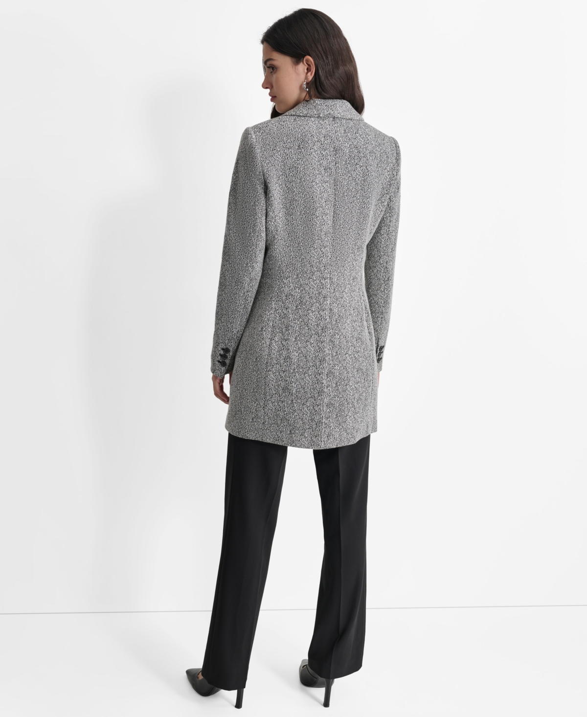 Dkny Women's Notch-Lapel Single-Button Long-Sleeve Jacket -wht