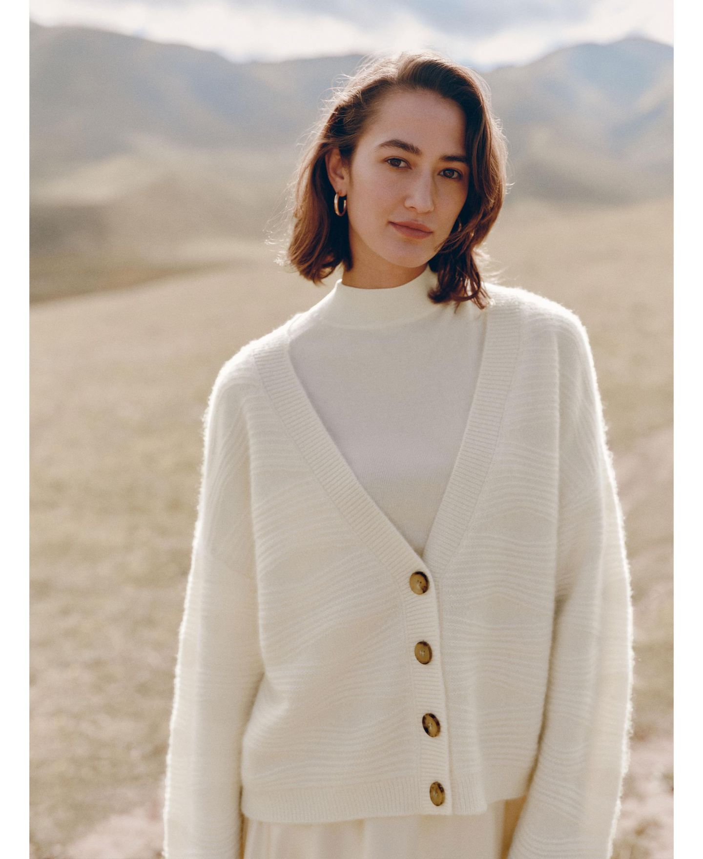 Женский кардиган LILYSILK Elegant V-Neck Cashmere, цвет: Белый — фото 3