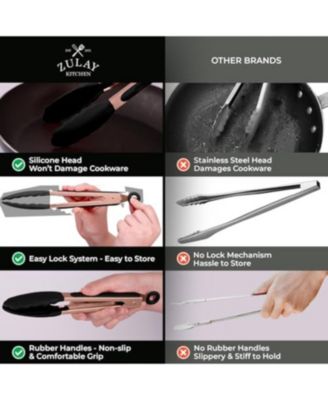 Stainless Steel Kitchen Tongs with Silicone Tips - Set of 2