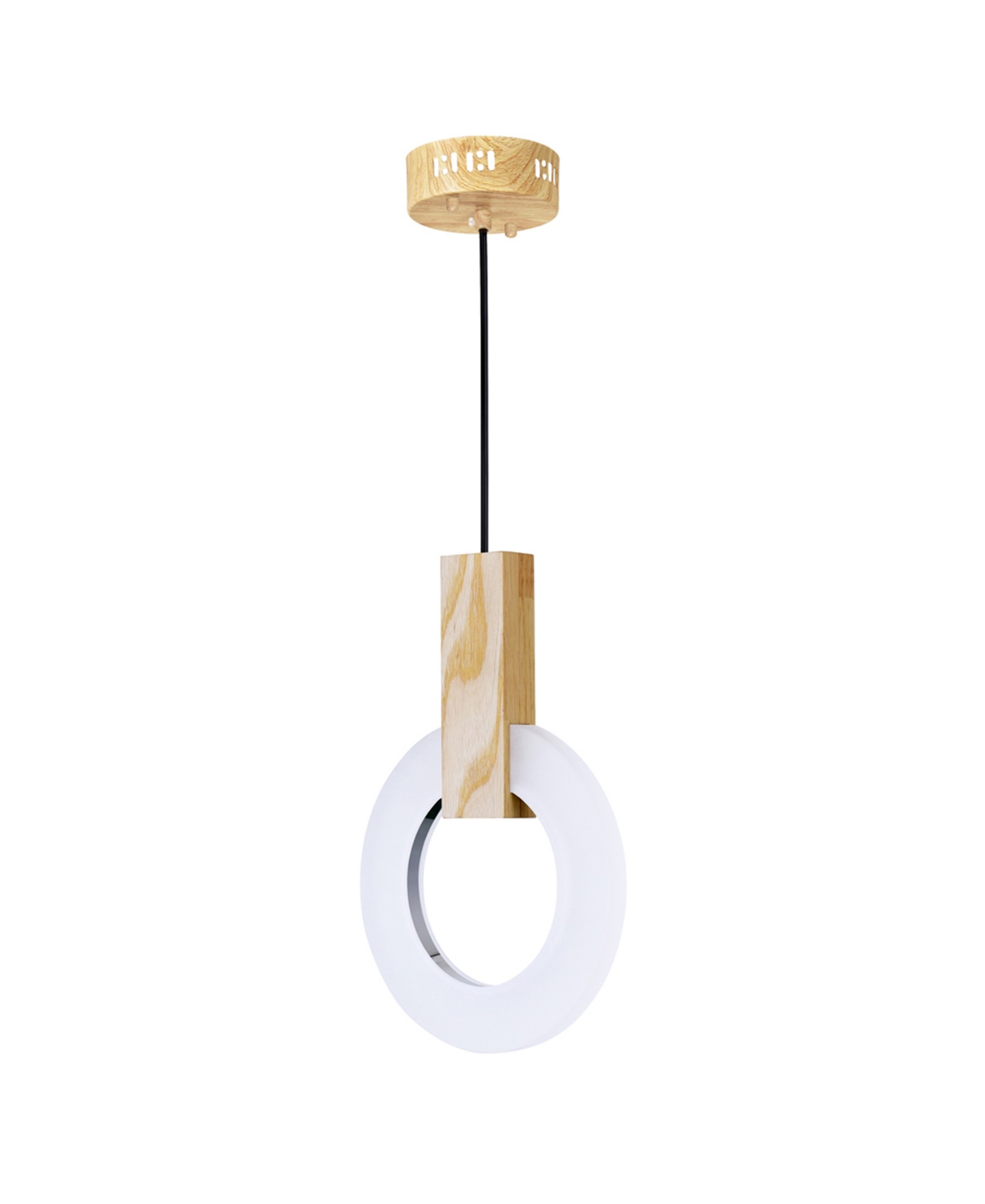 Cwi Lighting 12" Metal Anello Led Mini Pendant In White Oak