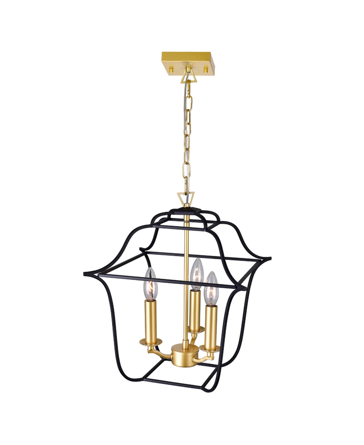 Cwi Lighting 16" Metal Tudor 3 Light Pendant In Satin Gold Black