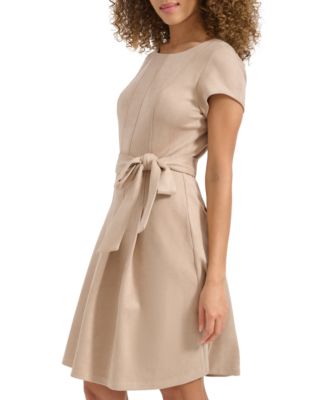 Women's Faux-Suede Fit & Flare Dress