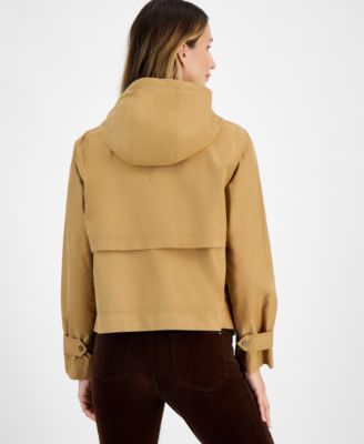 Women's Hooded Belted-Cuff Utility Jacket