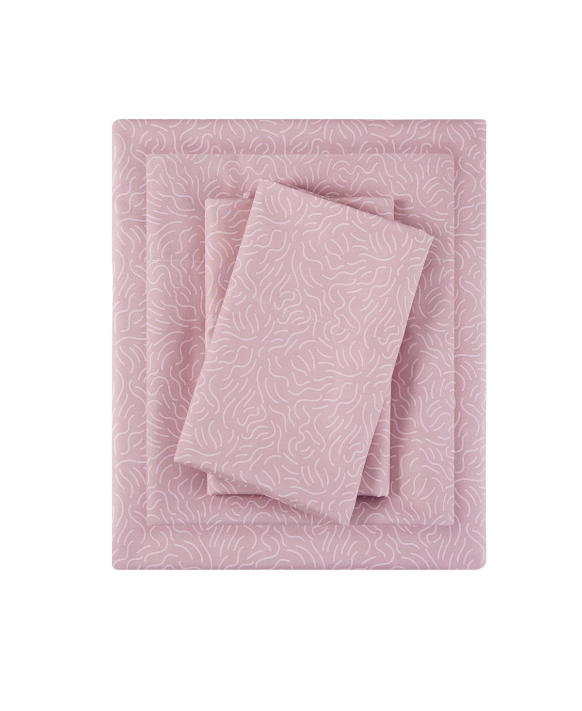 Intelligent Design Printed Microfiber 3 Piece Sheet Set, Twin In Blush Waves