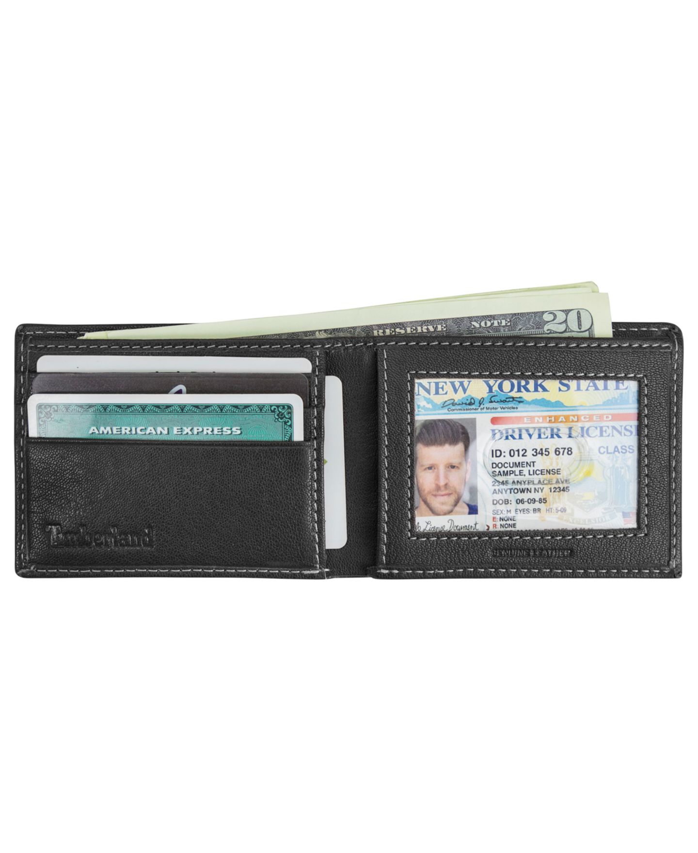 Мужской кошелёк Timberland Blix Slimfold Leather Wallet, цвет: Чёрный — фото 2