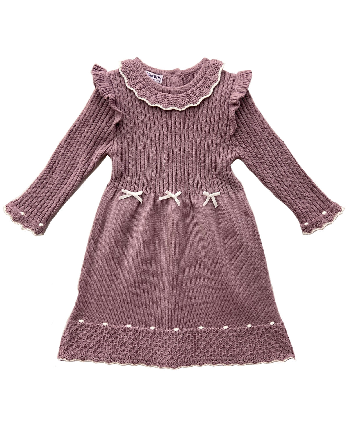 Blueberi Boulevard Infant And Toddler Crochet Trim Flutter Sleeve Sweater Dress In Pink