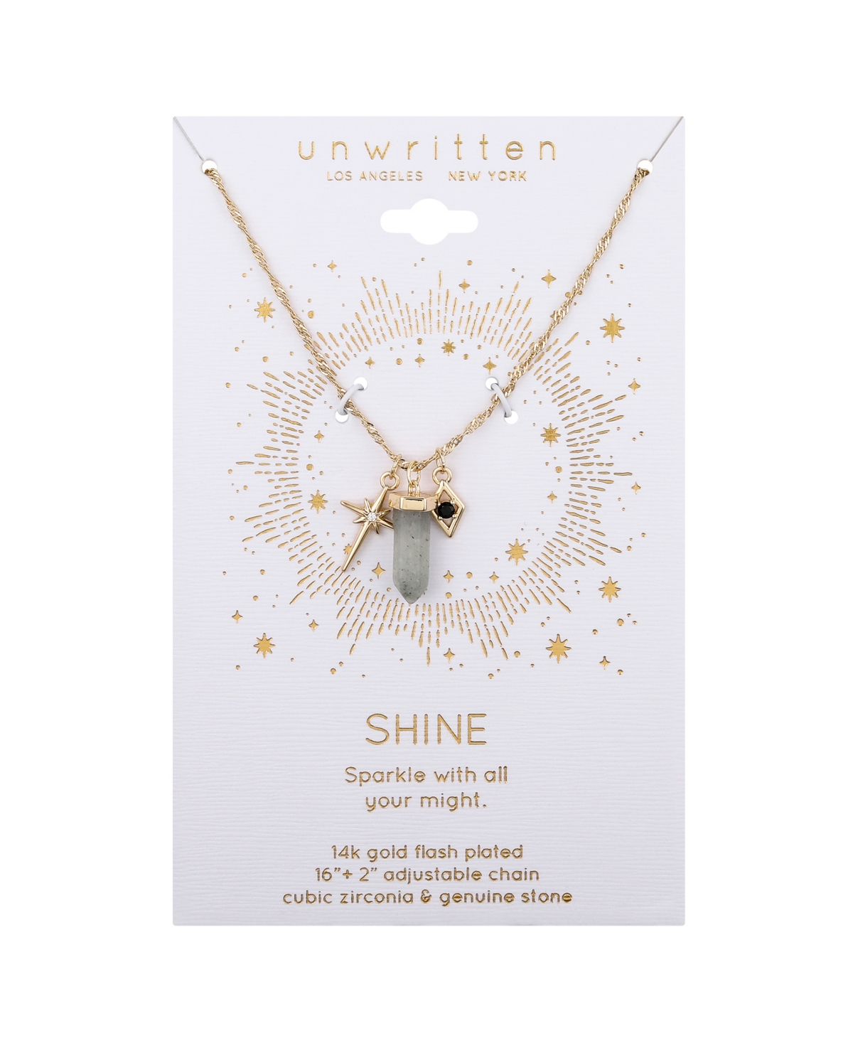 Unwritten Cubic Zirconia Star And Evil Eye Sodalite Crystal Charm Pendant Necklace In Gold