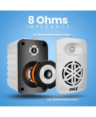 5.25” 2-Way Indoor/Outdoor Bluetooth Speaker System, 1/2” High Compliance Polymer Tweeter, 500 Watt, White