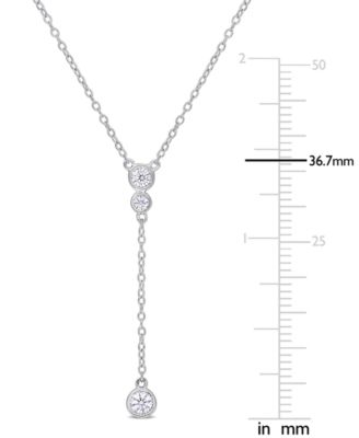Moissanite Bezel 17" Lariat Necklace (1/3 ct. t.w.) in Sterling Silver
