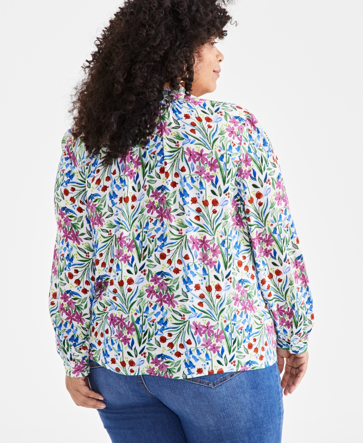 Style & Co Plus Size Printed Button-Front Blouse, Created for Macy's