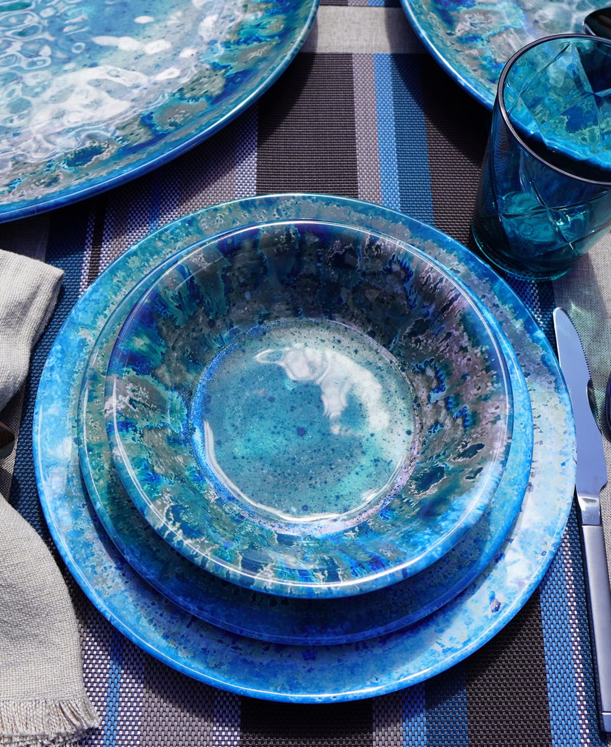 Certified International Radiance Teal Melamine 12-Pc. Dinnerware Set
