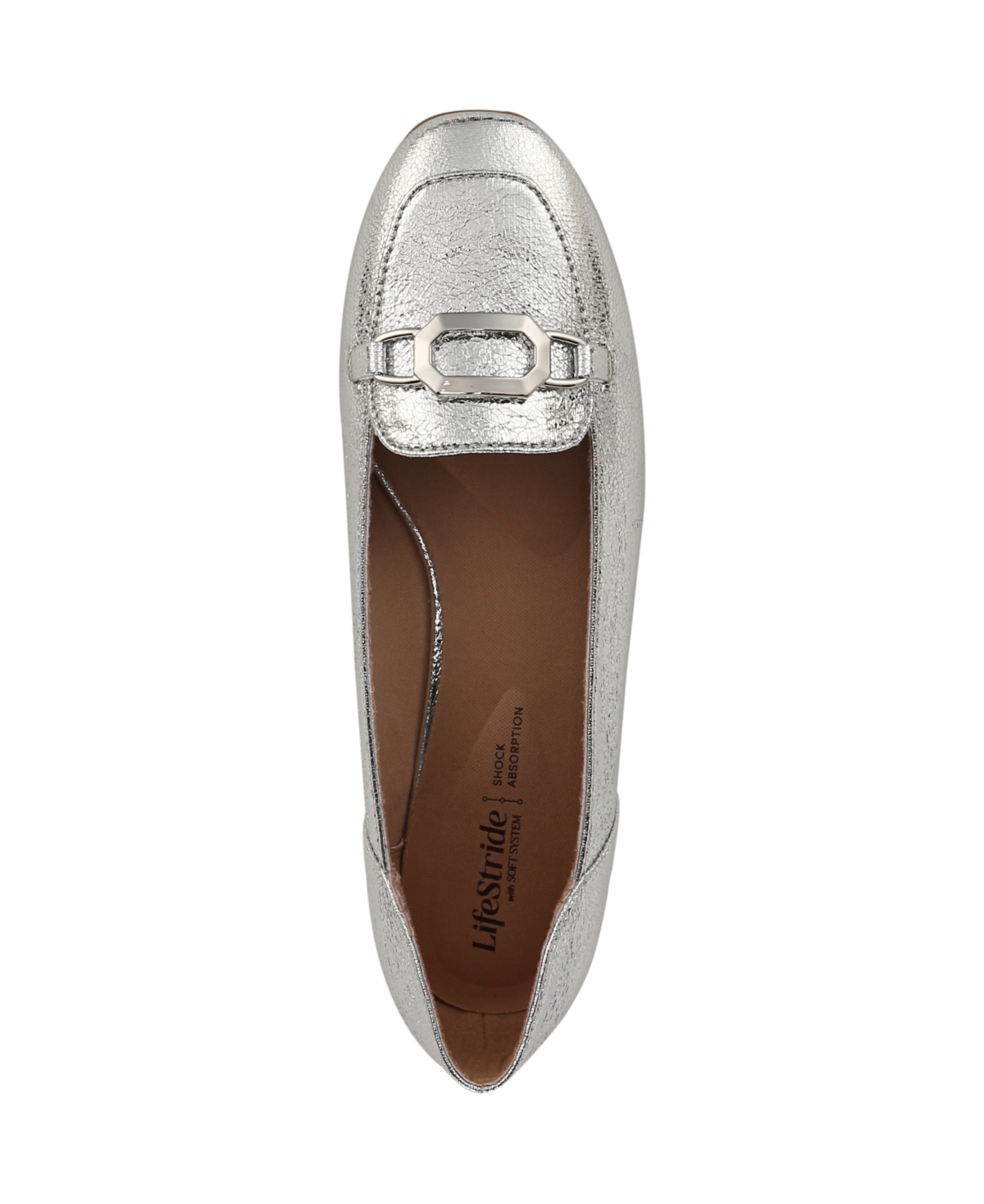 Shop Lifestride Women's Celine Ballerina Flats In Silver Faux Leather