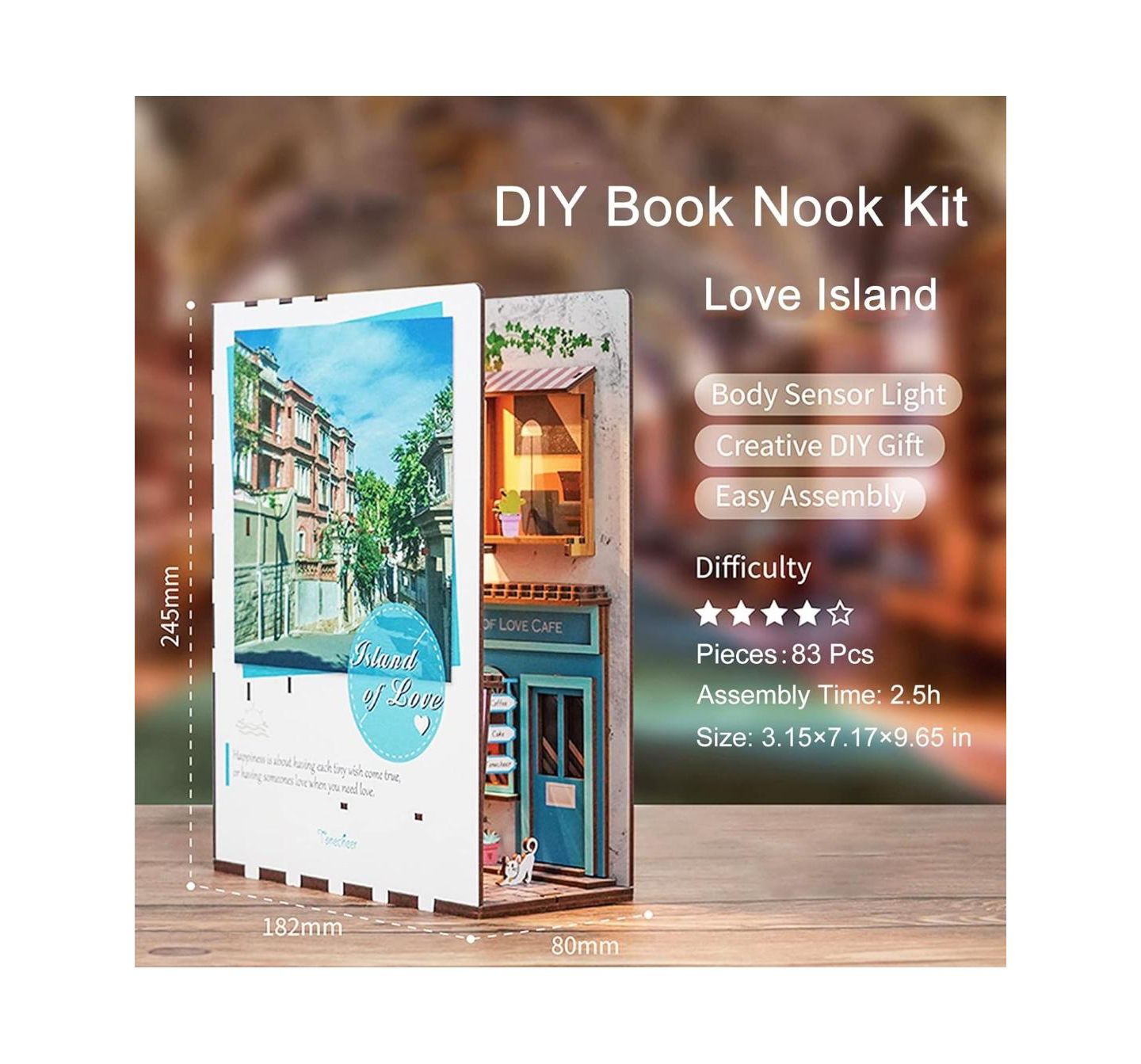 Детские конструкторы Flash Popup Island of Love 83-Piece Book Nook Kit, Ages 14+, цвет: Лаймовый — фото 2