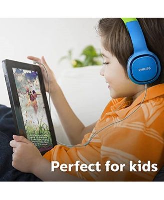 Kids Wired Headphones - Safe Volume Limit 85dB, Lightweight & Durable, Comfortable Fit, Vibrant Colors, Adjustable Headband