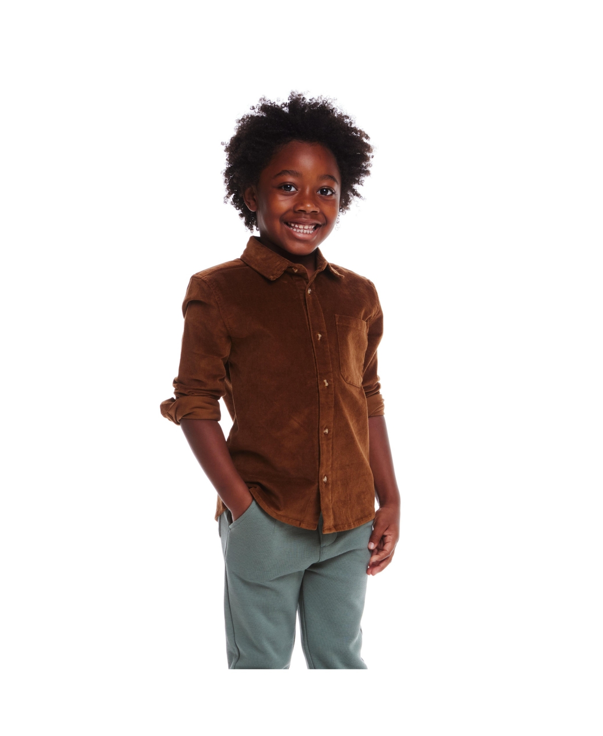 Andy & Evan Toddler Boys Toddler/ChildButtondown - Brown cord