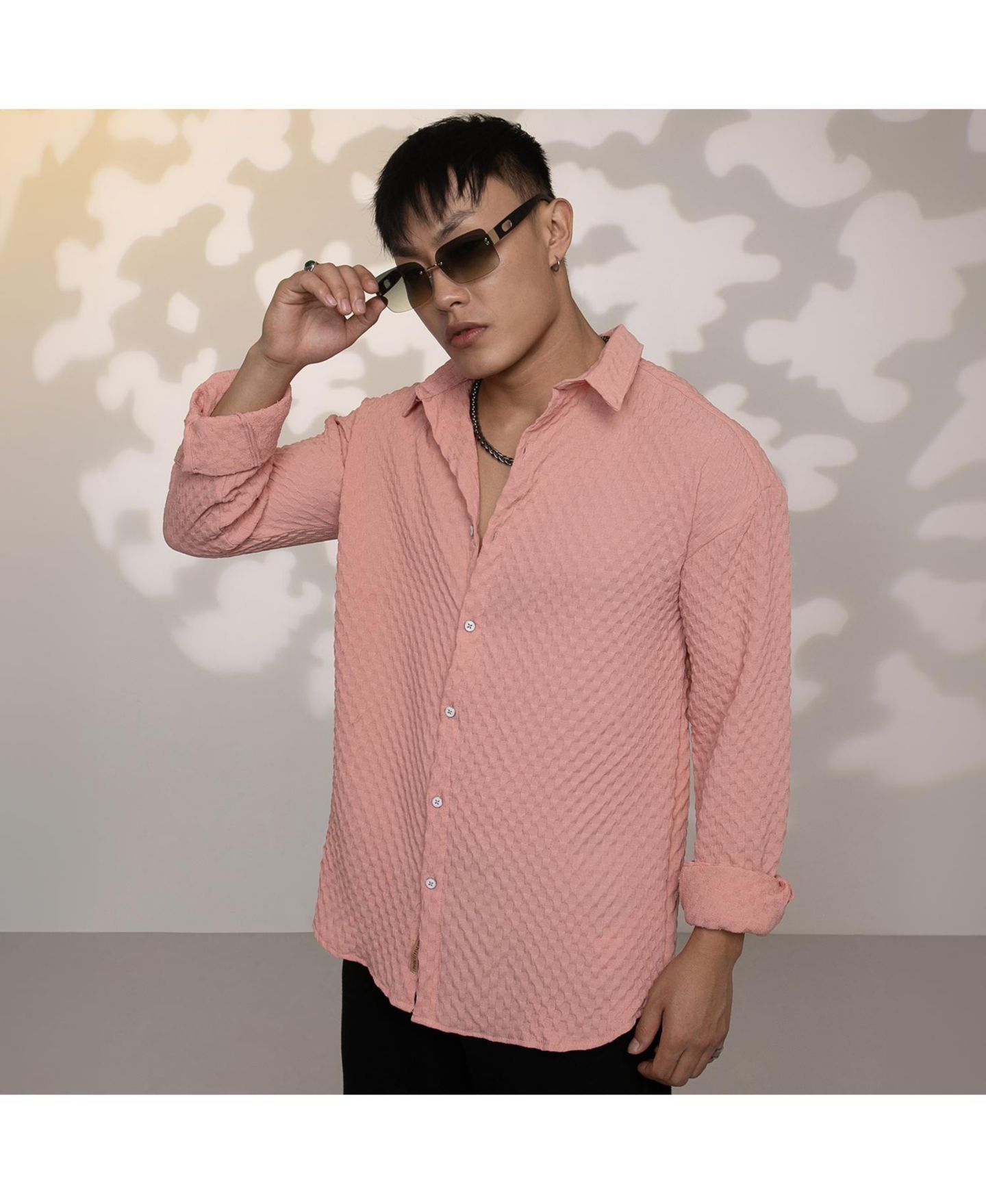 Мужская рубашка Cahoot Campus Sutra Brushed Buffalo Check, цвет: Розовый — фото 5