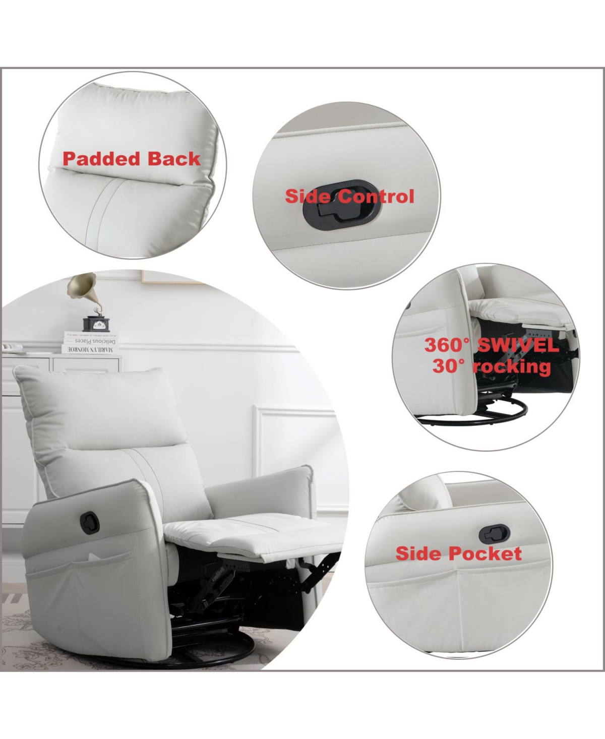 Slickblue 360-Degree Swivel Rocking Recliner Chair Perfect Nursery Rocking Chair for Comfort and Style