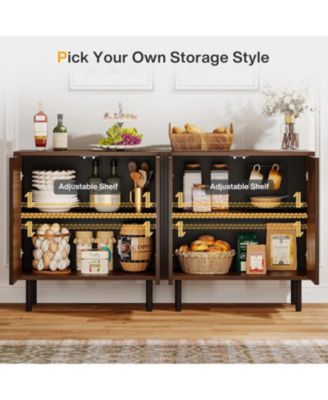  Sideboard Buffet Cabinet, Buffet Cabinet Sideboard Cabinet with Doors & Adjustable Shelves, Freestanding Accent Storage Cabinet