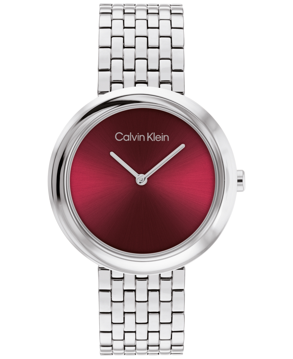 Women Twisted Bezel Silver Stainless Steel Bracelet Watch 34mm - Silver