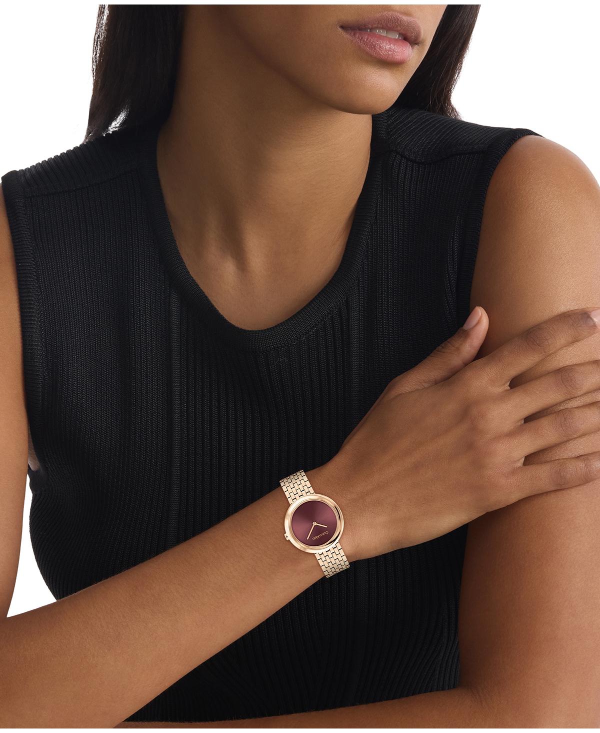 Calvin Klein Women Twisted Bezel Rose Gold-tone Stainless Steel Bracelet Watch 34mm In Rose Gold