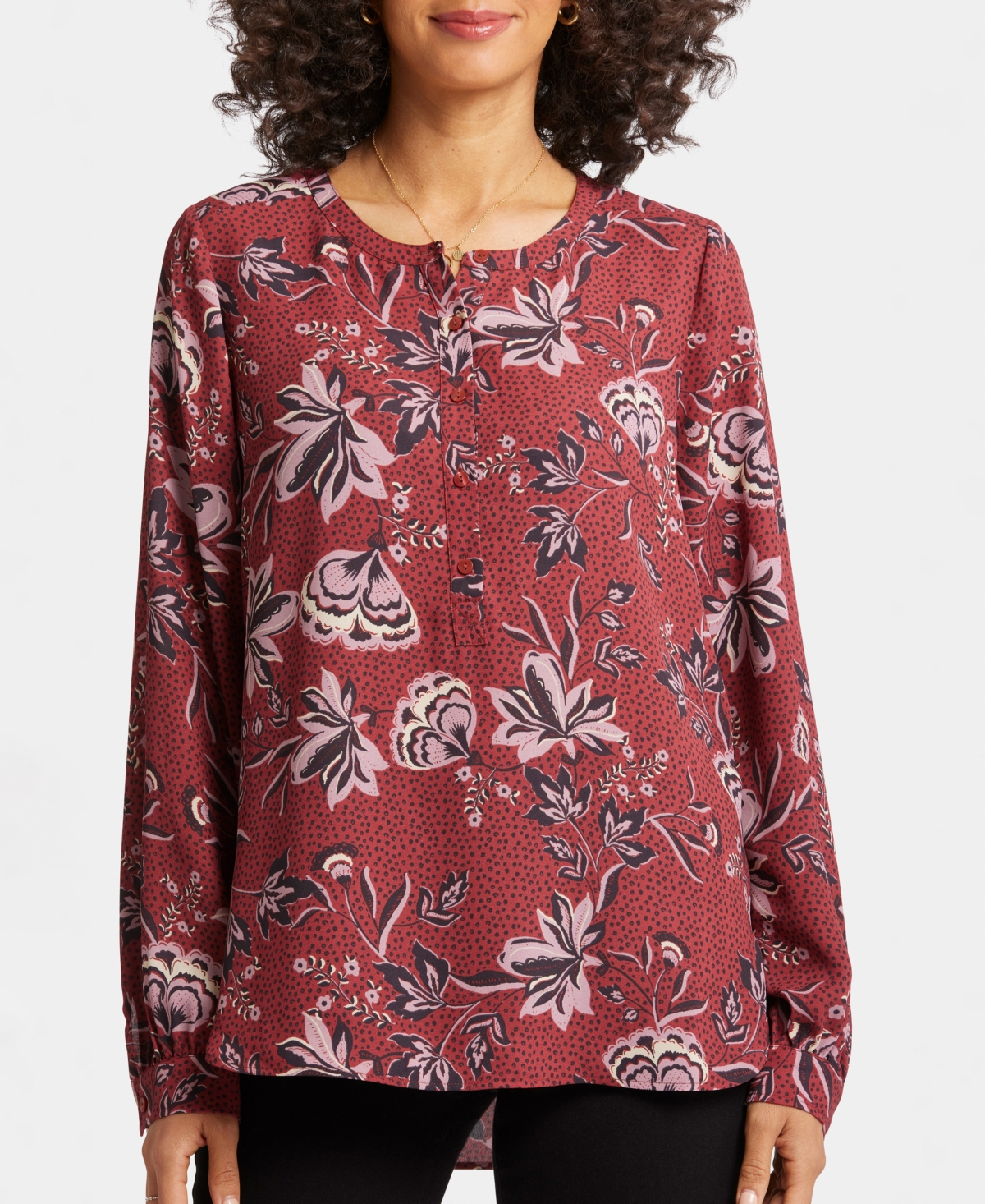 Nydj Women's Simone Round Neck Top In Rosa Blooms