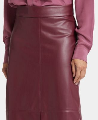 Women's Faux Leather A-Line Skirt