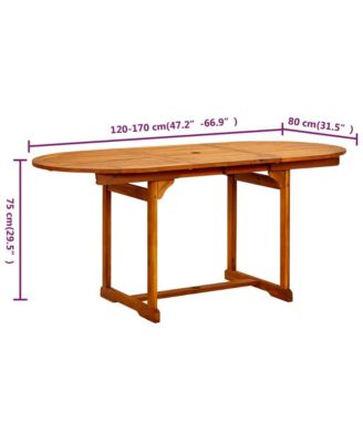 Garden Dining Table (47.2"-66.9")x31.5"x29.5" Solid Acacia Wood