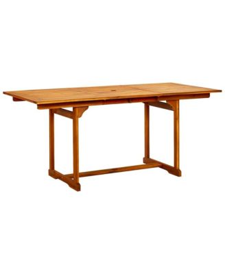 Garden Dining Table (47.2"-66.9")x31.5"x29.5" Solid Acacia Wood