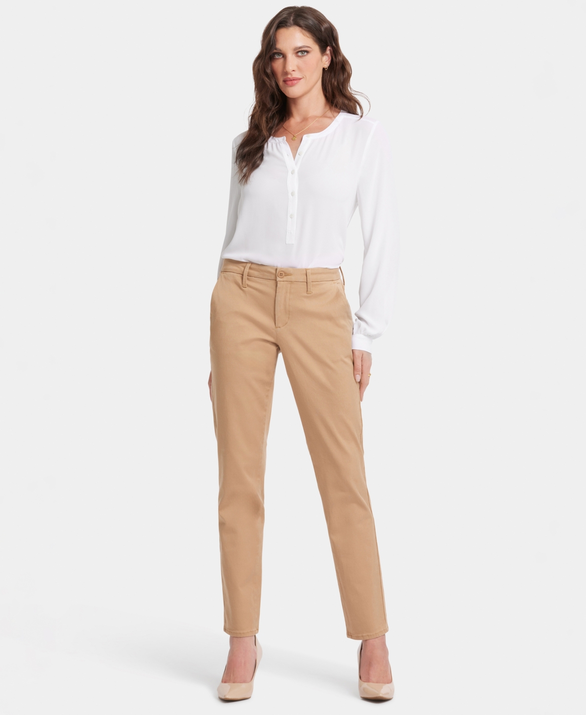 Nydj Sheri Slim Stretch Twill Pants In Sand Dune