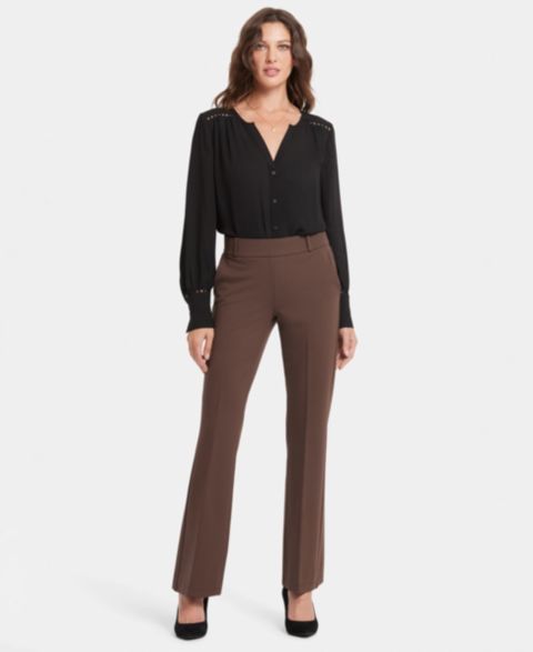 Женские брюки NYDJ Pull On Flared, цвет: Кофейный