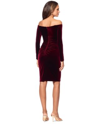 Velvet Off-The-Shoulder Sheath Dress