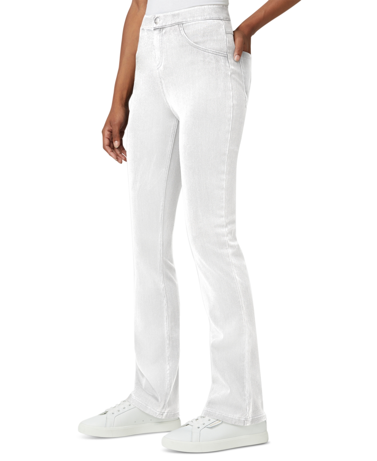 Shop Hue Women's High-rise Denim Baby Bootcut Leggings In White