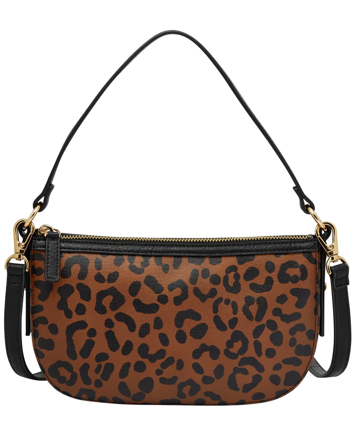 Jolie Leather Small Crossbody Bag - Black/Leopard