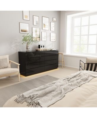 8-Drawer Wood LED Storage Organizer Chest of Drawers