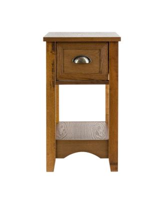 1 PC Wood Contemporary Chair Side End Table Compact Table w/ Drawer Nightstand Tawny