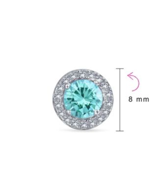Colorful CZ Halo Solitaire Stud Earrings in Rose Gold Sterling Silver