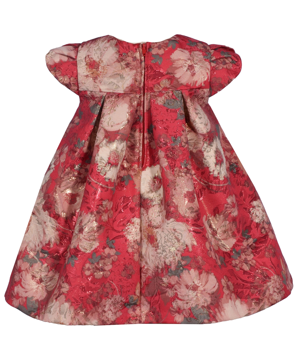 Bonnie Baby Baby Girls Short Sleeve Metallic Floral Jacquard Trapeze Dress