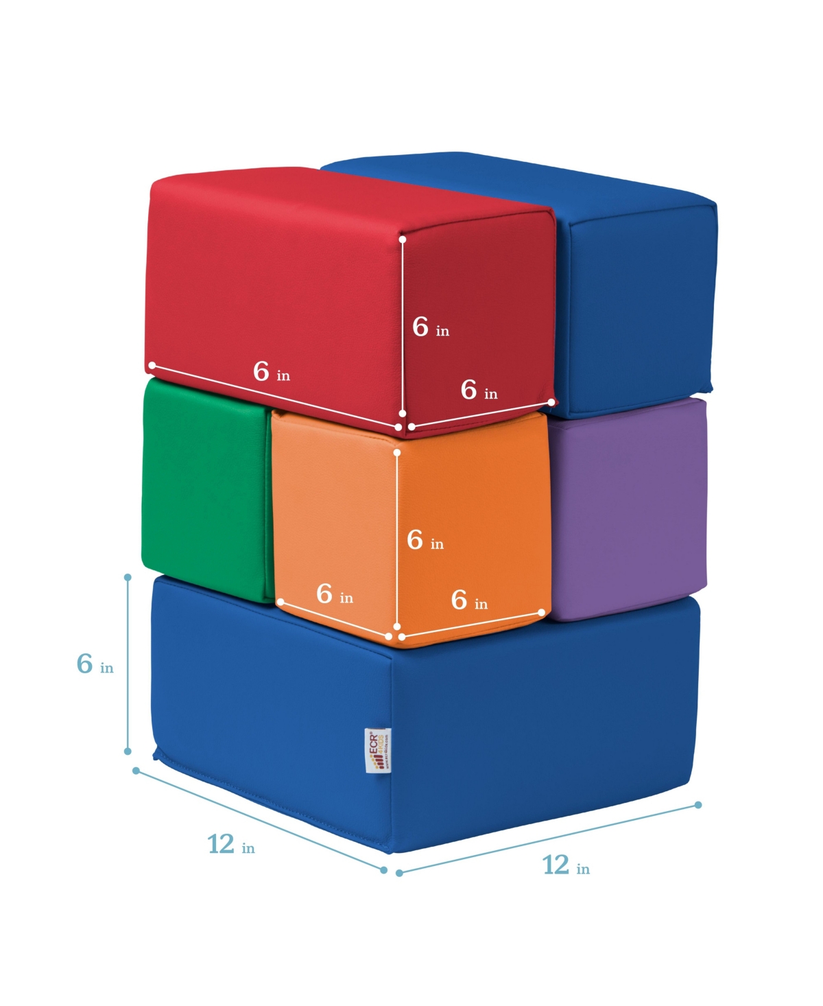 ECR4Kids SoftZone Quad Fold-n-Go Activity Mat and Patchwork Toddler Blocks, Assorted, 13-Piece