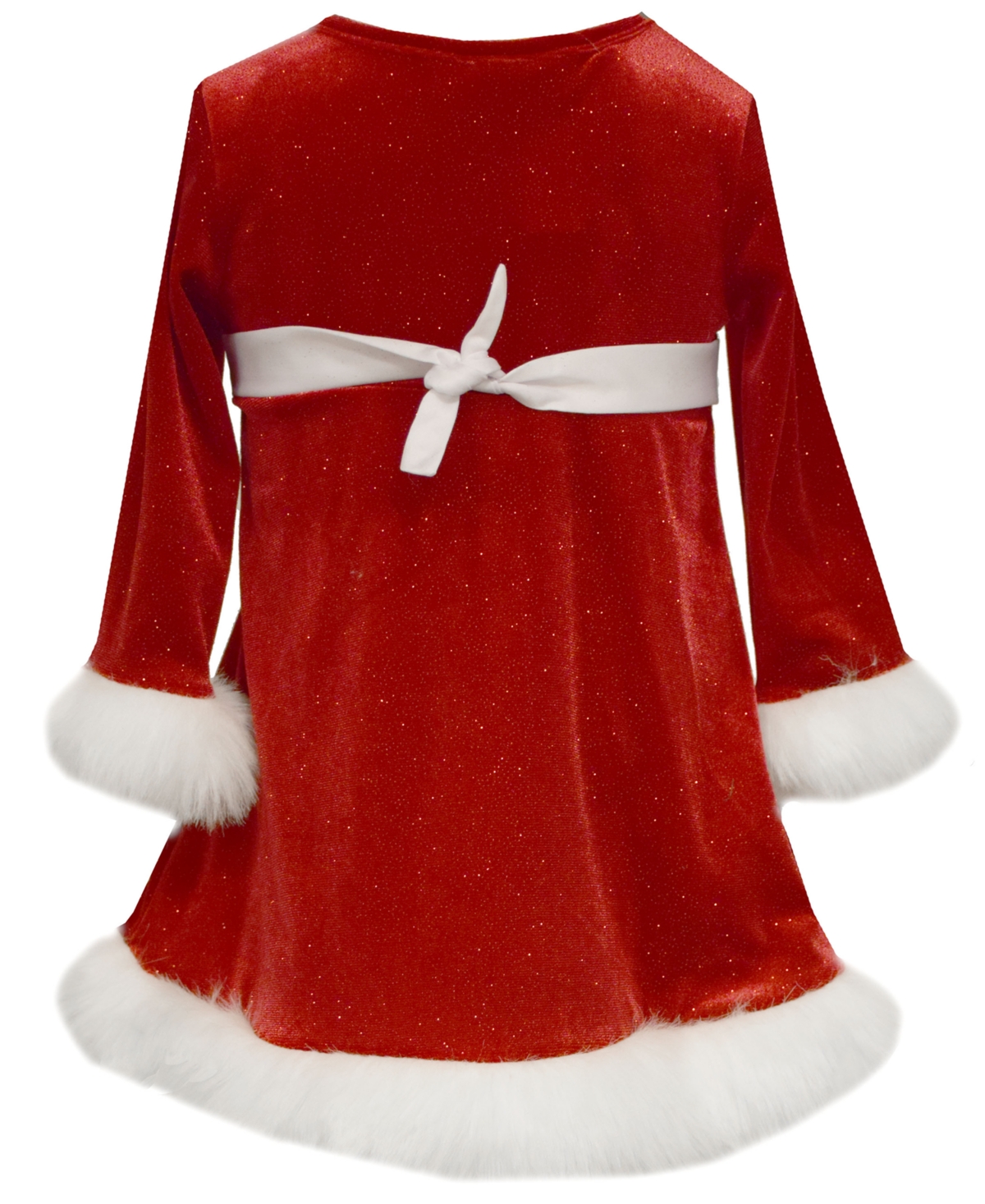 Bonnie Baby Baby Girls Long Sleeved Sequin and Stretch Velvet Santa Dress