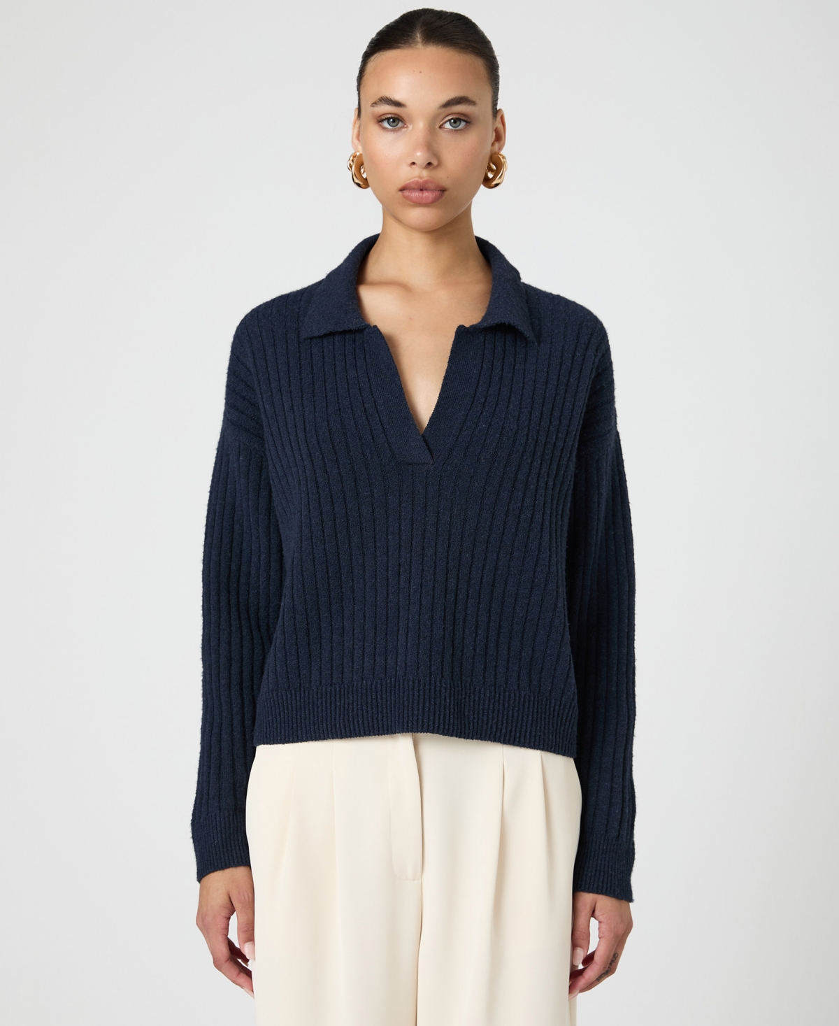 French Connection Women's Vhari Collared Long-sleeve Sweater In Marine