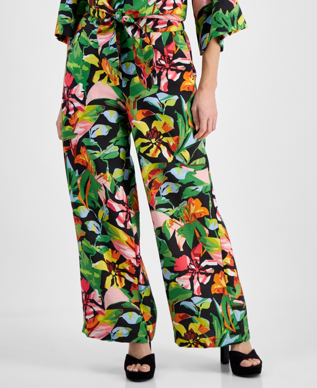 Inc International Concepts Petite Floral Print High-rise Pants, Created For Macy's In Kylie Garden
