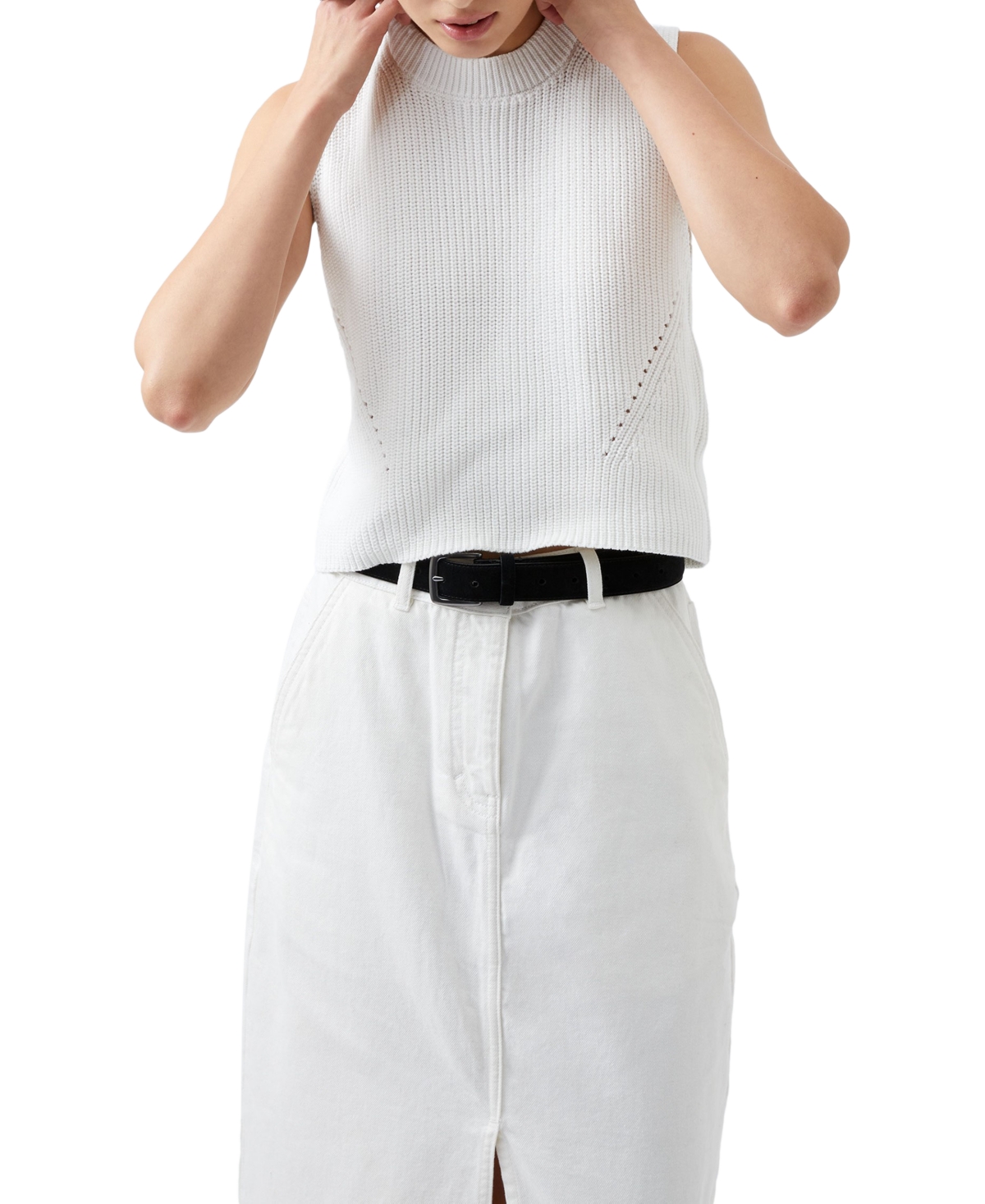 French Connection Women's Mozart Crewneck Sweater Vest In Winter White