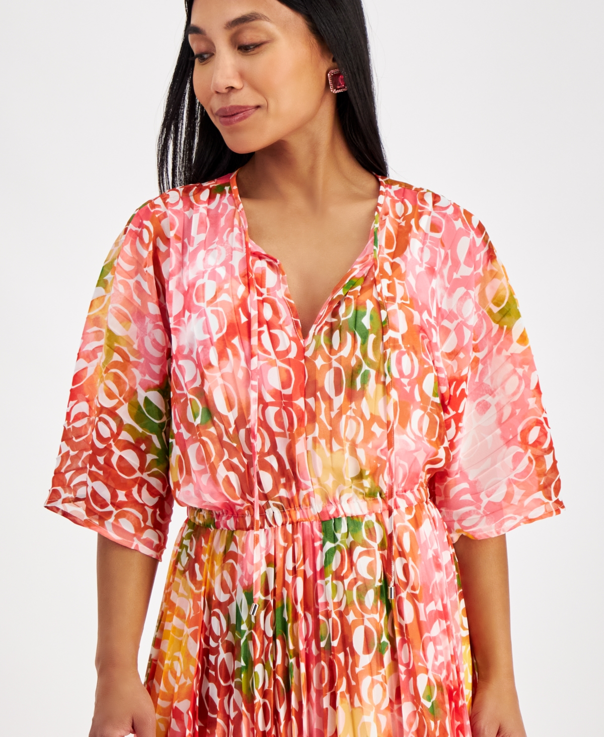 I.n.c. International Concepts Petite Floral-Print Pleated Maxi Dress, Created for Macy's